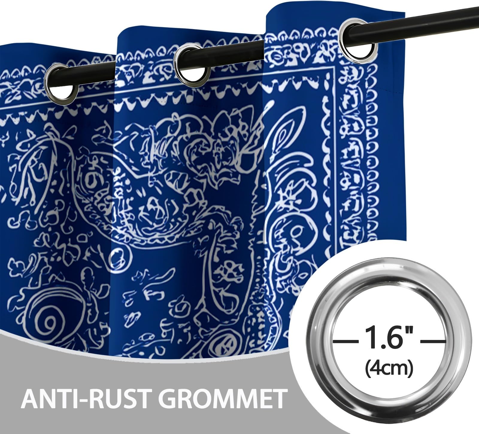 Générique Rideaux Occultants Enfant Motif Traditionnel 110 x 215 cm (L x H), Isolation Phonique à Œillets Foulard, pour Chambre Garçon (2 Panneaux) Bleu Foncé