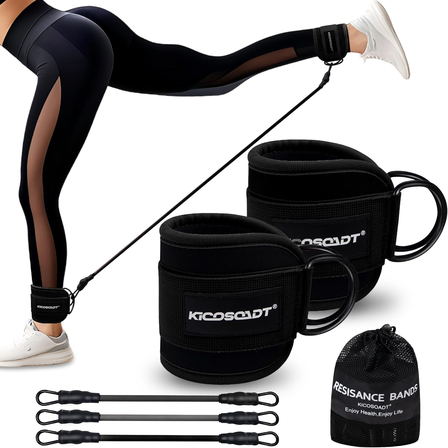 Ankle Straps for Cable Machines Women & Man(One Size),Ankle Resistance Bands with Cuffs,Home & Gym Exercise Equipment,Cable Kickback Ankle Straps