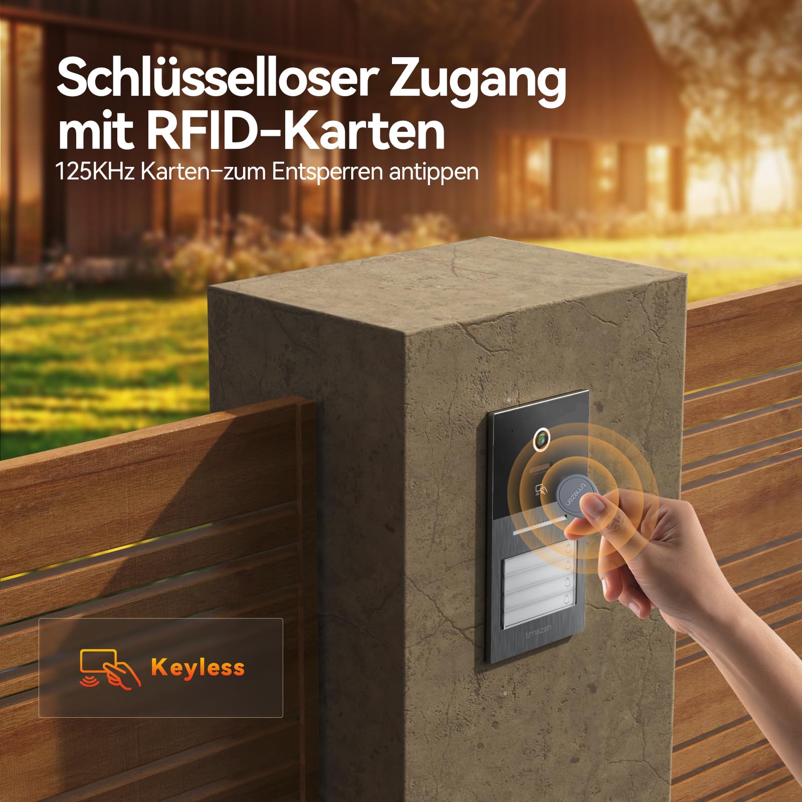 TMEZON WLAN Video Türsprechanlage 4-familienhaus, 7''IP Farb-Touchscreen mit 1080P Metalldoorbell, 2-Draht Installation,Zwei-Wege-Audio,Personenerkennung,3 Entsperrmethoden & App-Steuerung