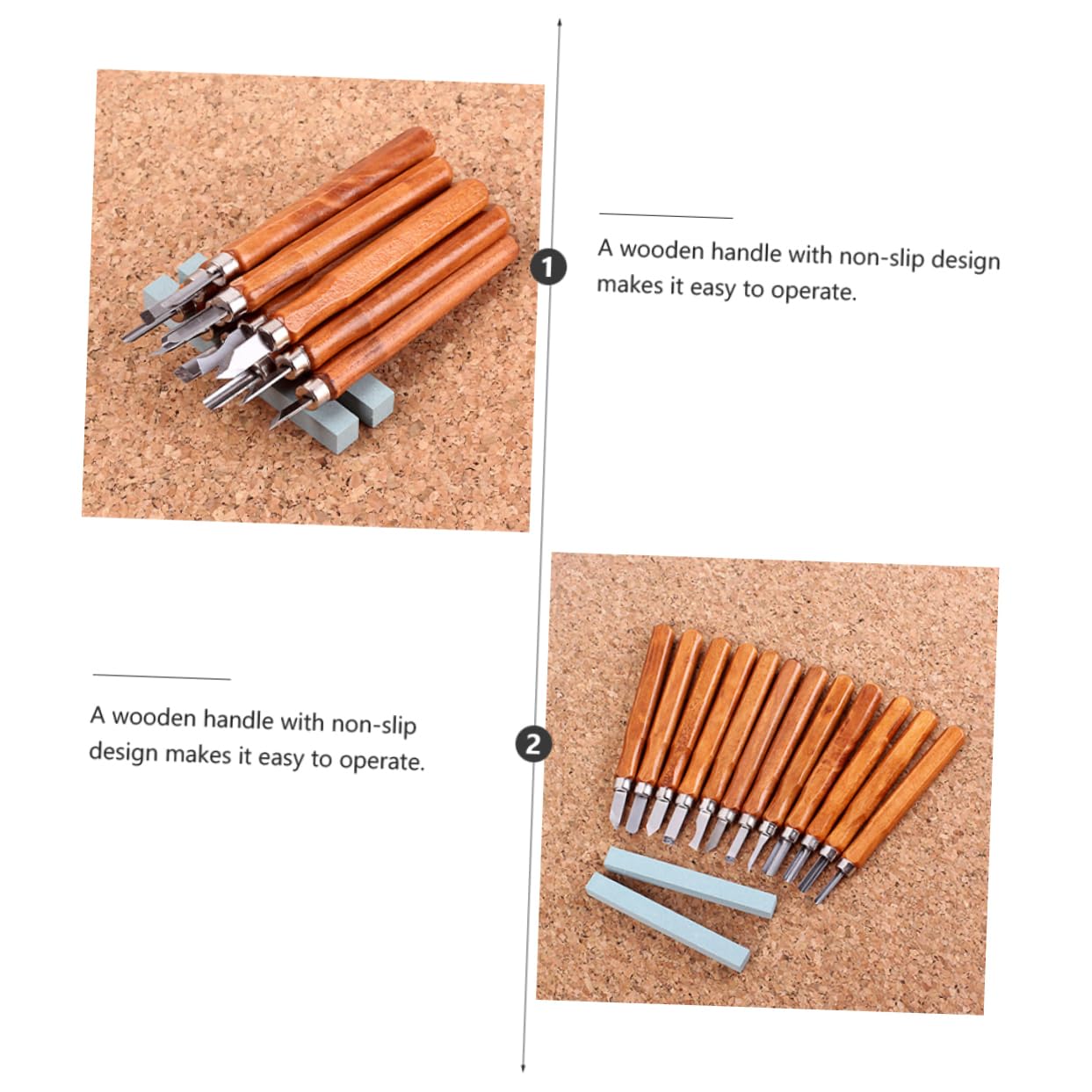 OSALADI Kit di Utensili per Intaglio Legno 14 Pezzi, Metallo e Legno, Impugnatura Antiscivolo, per Principianti, per Basswood e Pino