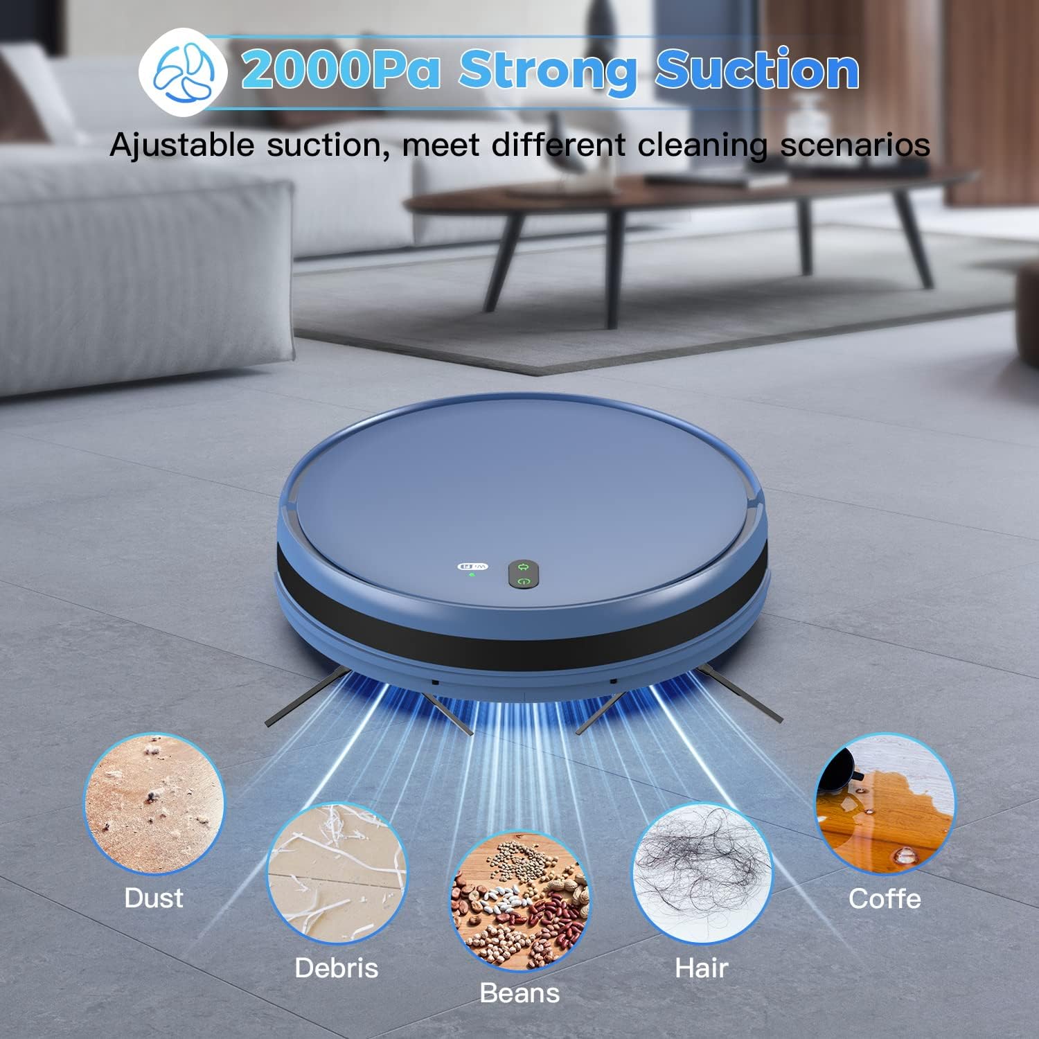 XIEBro Robot Vacuum and Mop Combo, 2 in 1 Mopping Robotic Vacuum Cleaner with 2000Pa Max Suction, WiFi/App/Alexa, Schedule Settings, Self-Charging, Slim, Tangle-Free, Ideal for Pet Hair and Carpet