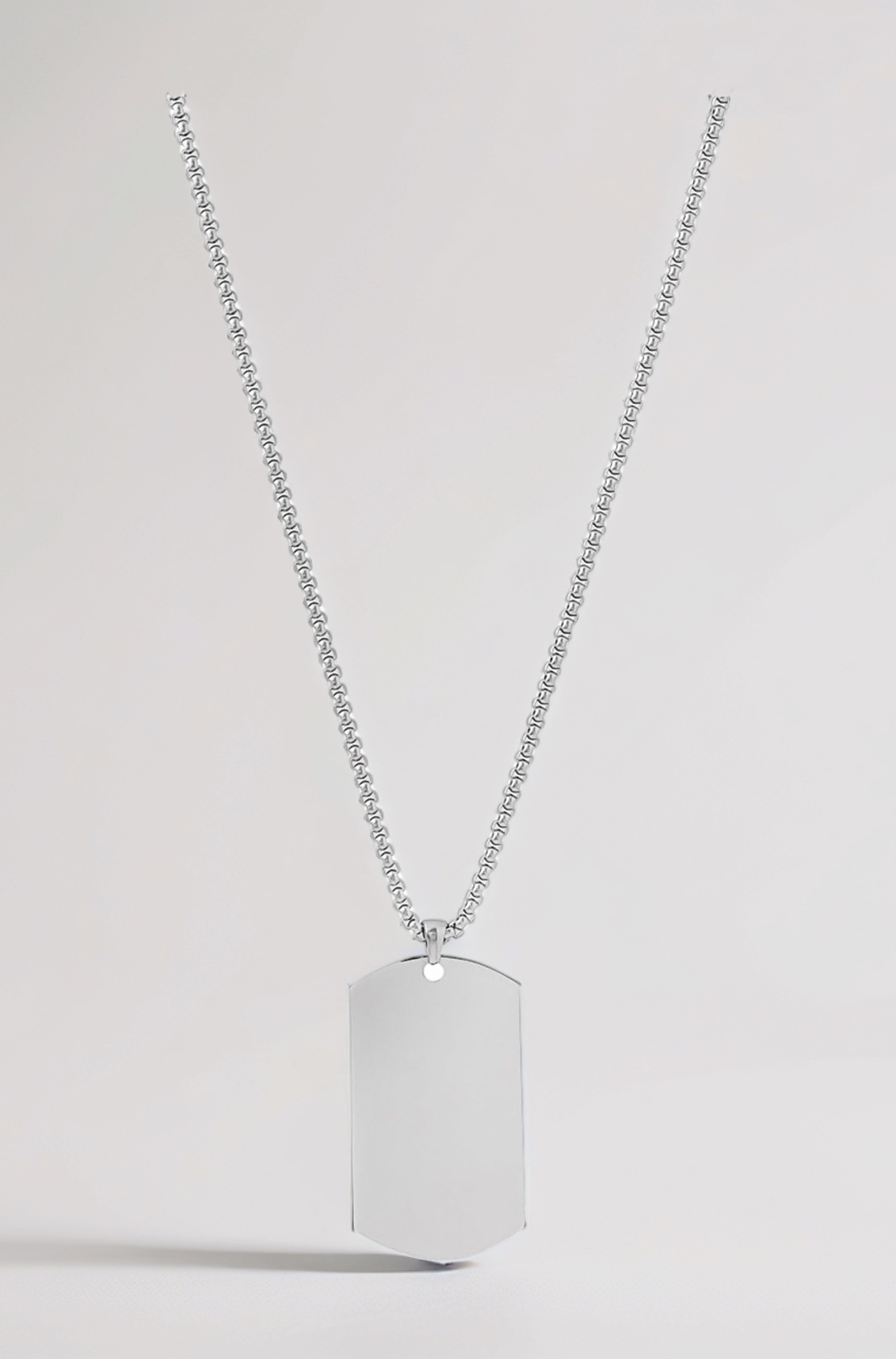 Stainless Steel Plain Silver 3 MM Tag Pendant Necklace Silver Plated Pendant for Men (Silver) (YCSSCH-TAG1BIG-SL)