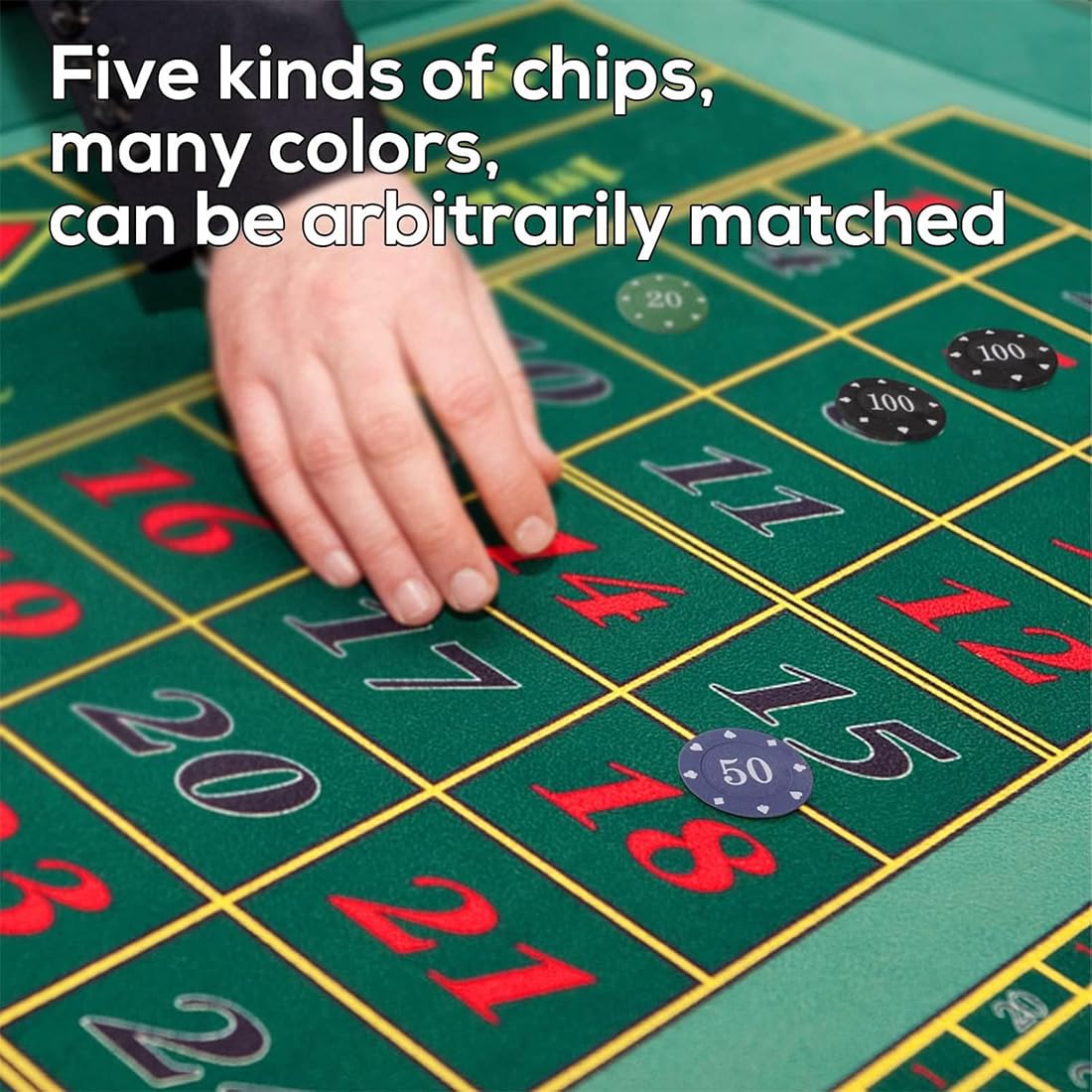 Fiches Poker con Scatola, Set da Chips Poker, 5 Colori, Set di Gettoni da Poker per feste per Serate di Gioco, Chip da Casinò per Poker