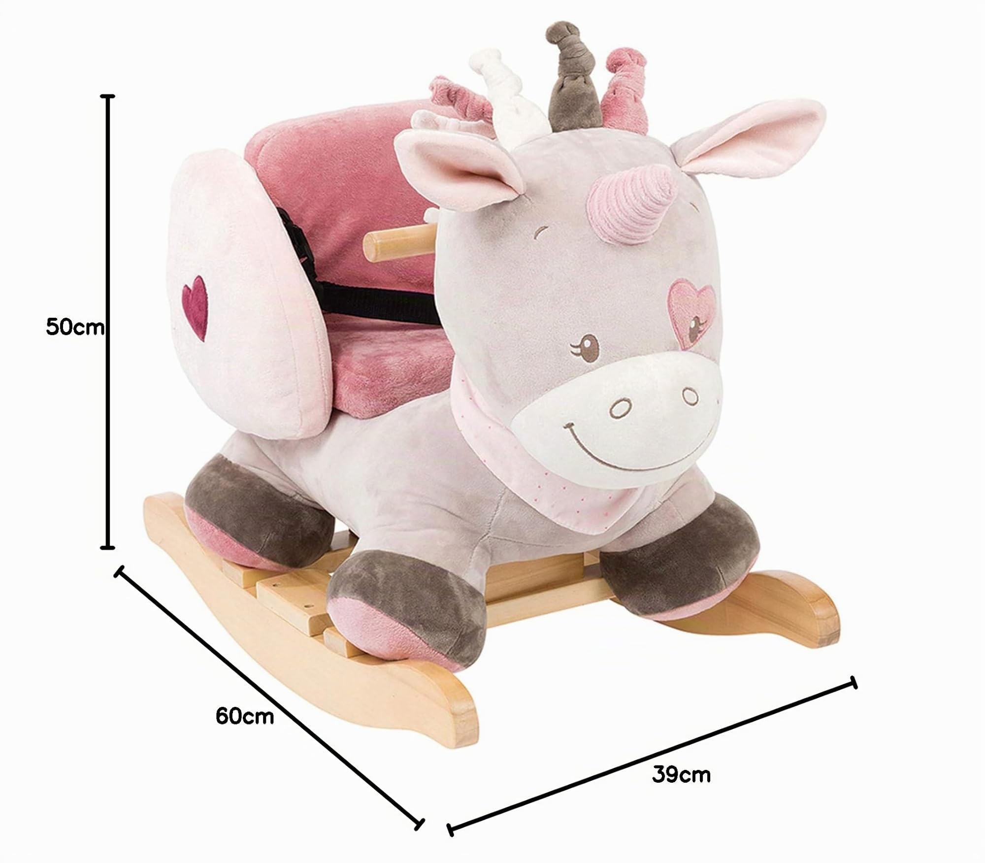 Nattou Balancín Jade la Unicornio, 10 - 36 meses, 60 x 39 x 50 cm, Beige/Rosa
