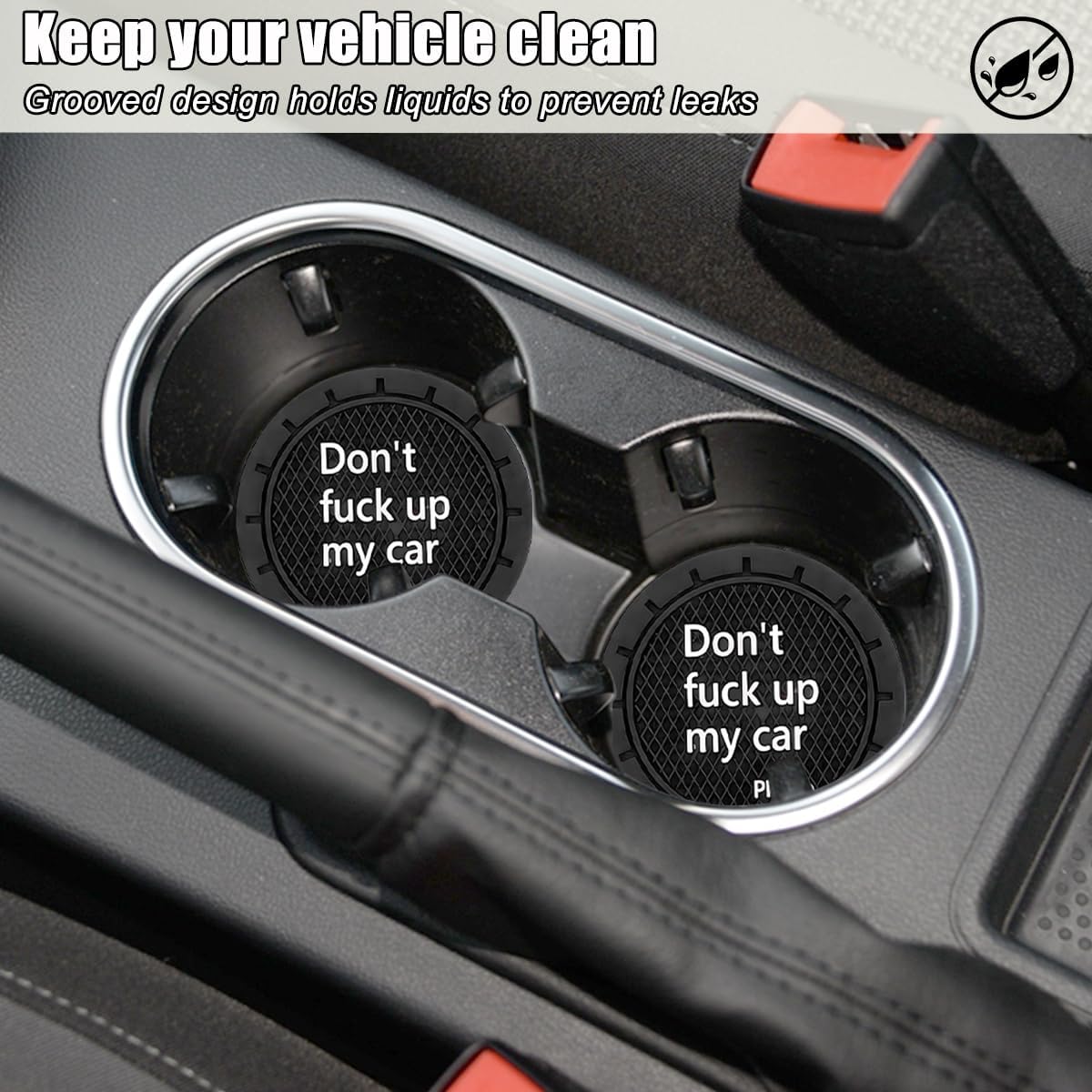 Car Cup Holder Coaster, 2PCS 2.75 Inch Non-Slip Anti-Scratch Don`t Fuck Up My Car Vehicle Drink Mat, Automotive Interior Water Bottle Pad Accessories, Universal for SUV Sedan Truck (Black) image 4