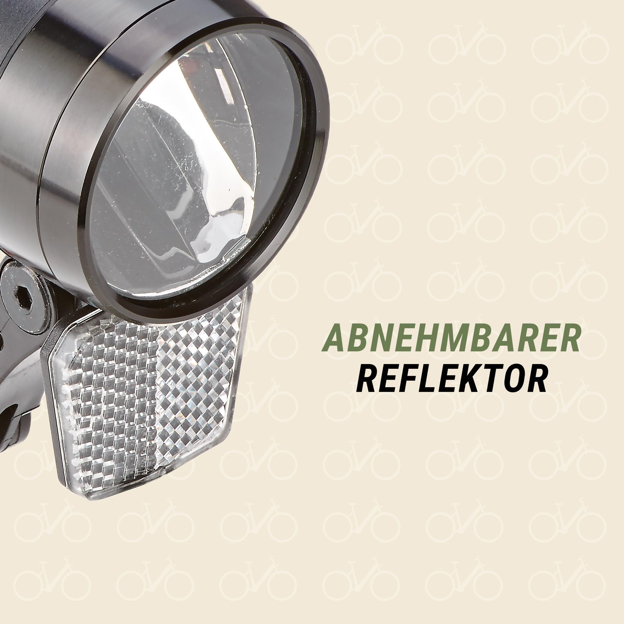 PROPHETE LED-Scheinwerfer – 100 Lux, Standlichtfunktion, Sensorautomatik, StVZO-zugelassen, für E-Bikes und Fahrräder, kompatibel mit Nabendynamo und 6V E-Bike-Akku, Abnehmbarer Reflektor