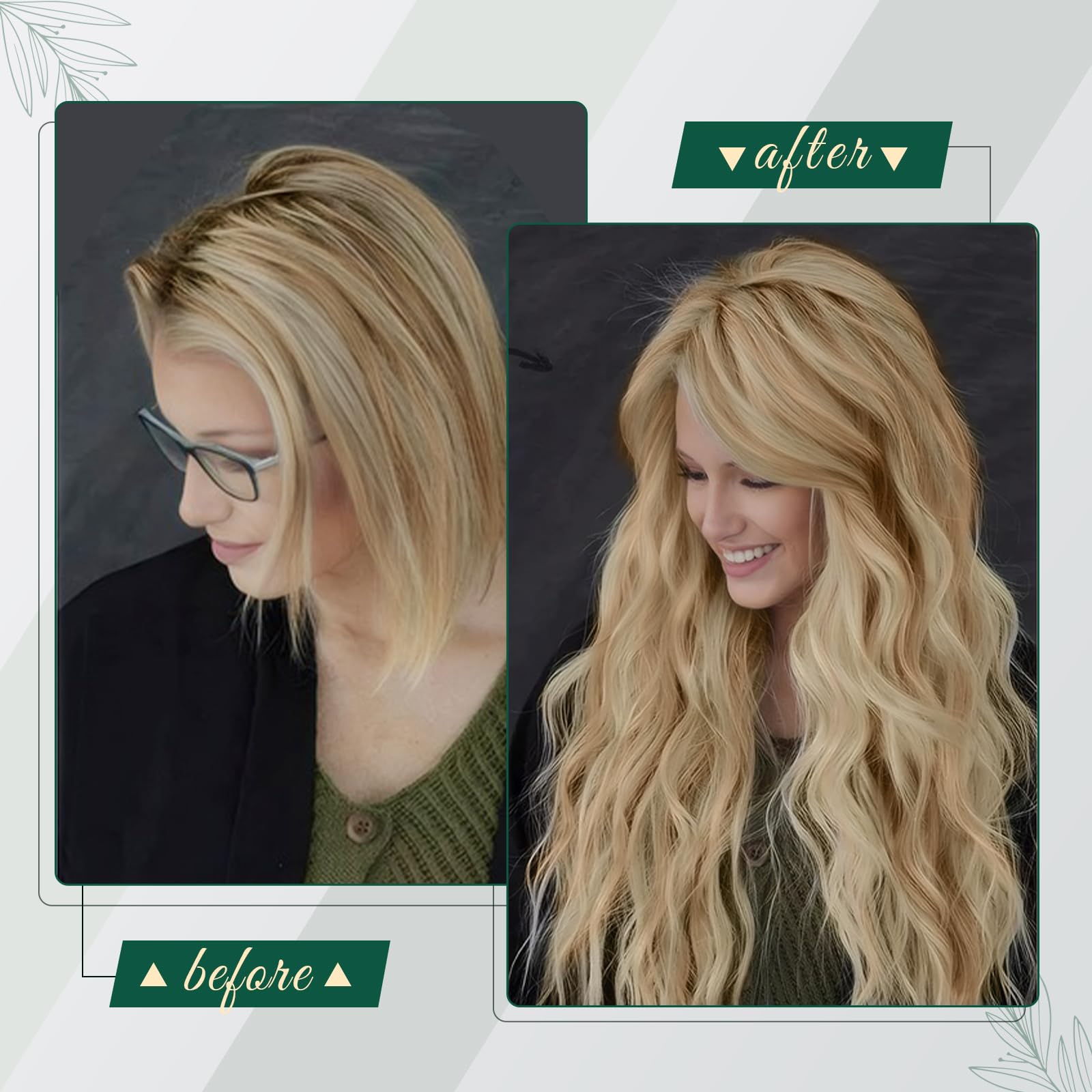 RUNATURE 22 Inch Weft Hair Extensions Real Human Hair Ash Blonde with Platinum Blonde Double Weft Sew in Hair Extensions Human Hair One Piece for Daily Wedding Use 100g/pack #P18/60 - Image 2