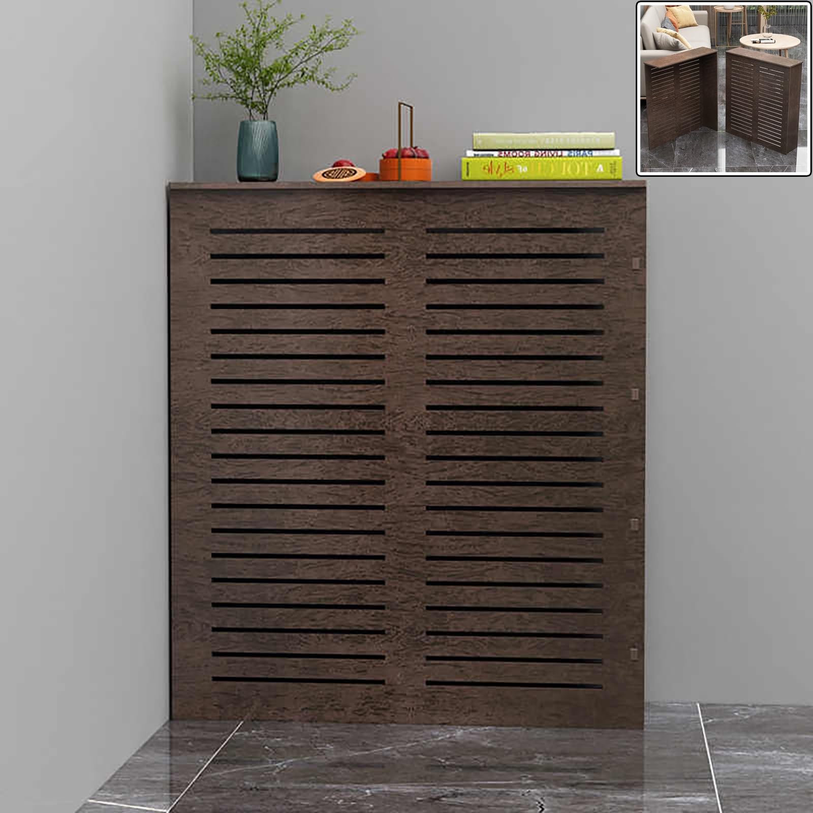 Étagère d'armoire de chauffage L60 cache radiateur pour optimiser le rangement d'une petite chambre