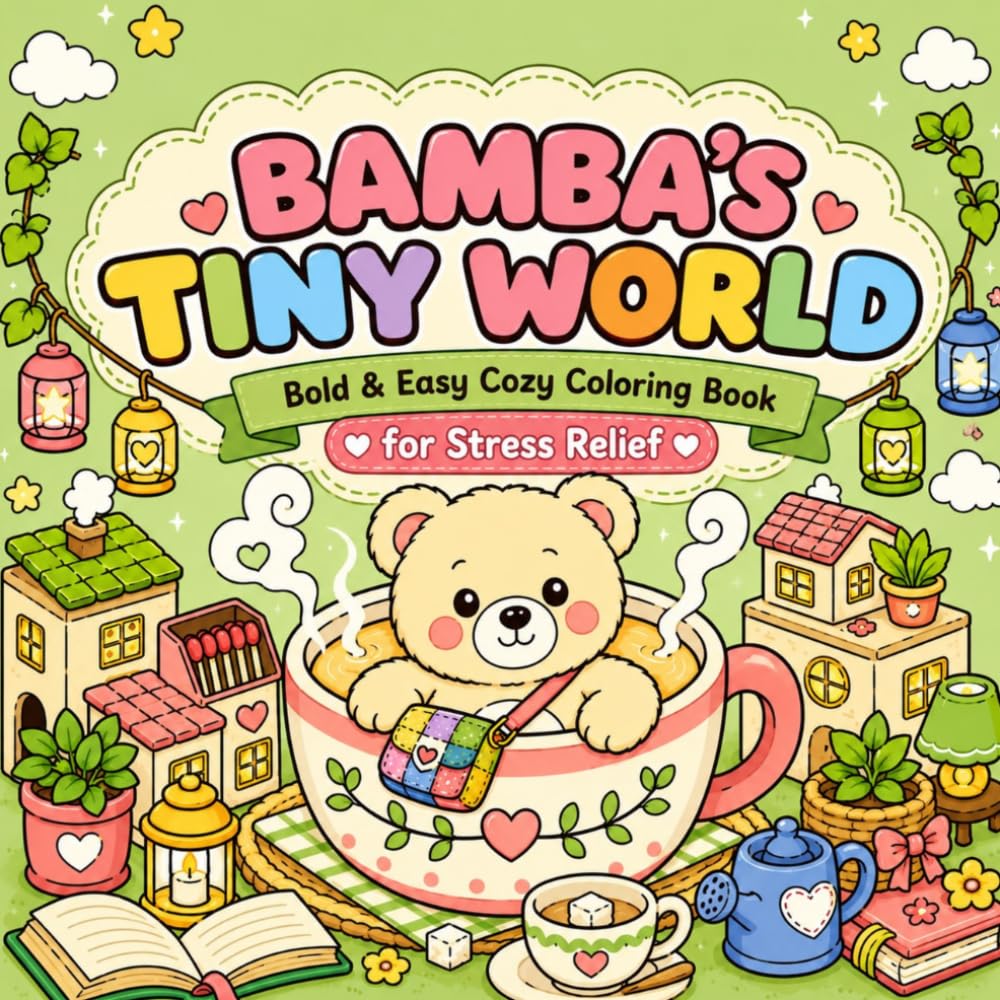BAMBA’S TINY WORLD: Bold & Easy Cozy Coloring Book for Stress Relief (The World of Bamba)