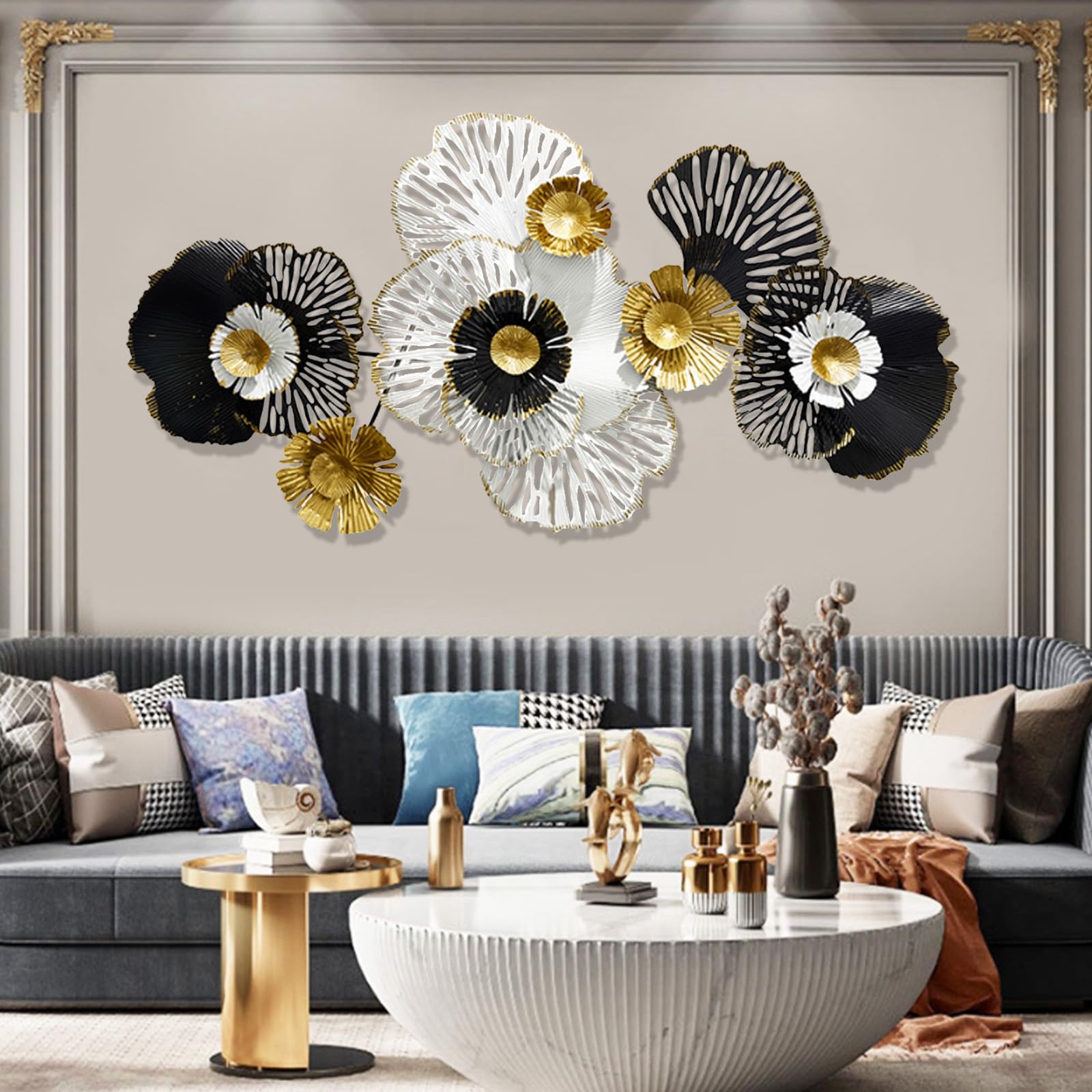 Amazon｜金属製の花の壁の装飾、リビングルームベッドルームオフィス