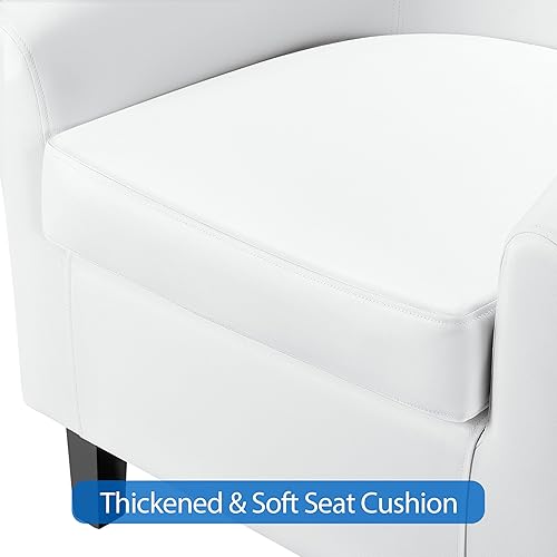 Miniatura 82 de Topeakmart Silla de club de piel sintética, moderna silla decorativa y acogedor sillón de barril con patas resistentes para sala de estar, Negro