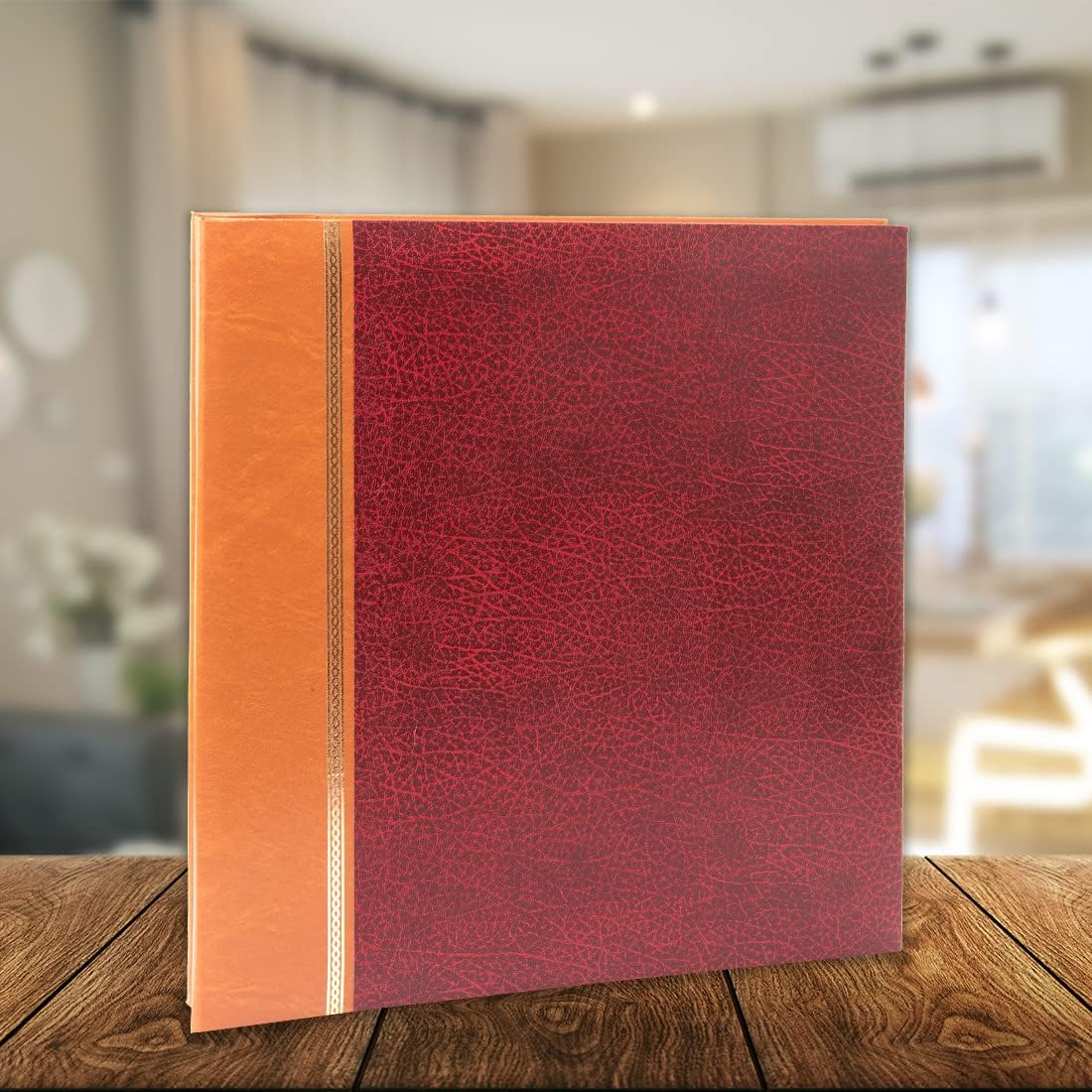 Kenro Grace Classic Red Faux Leather Photo Album for 200 Photos 6x4 / 10x15cm with Gold Details Slip-in Pages and Memo Space - KD101RD