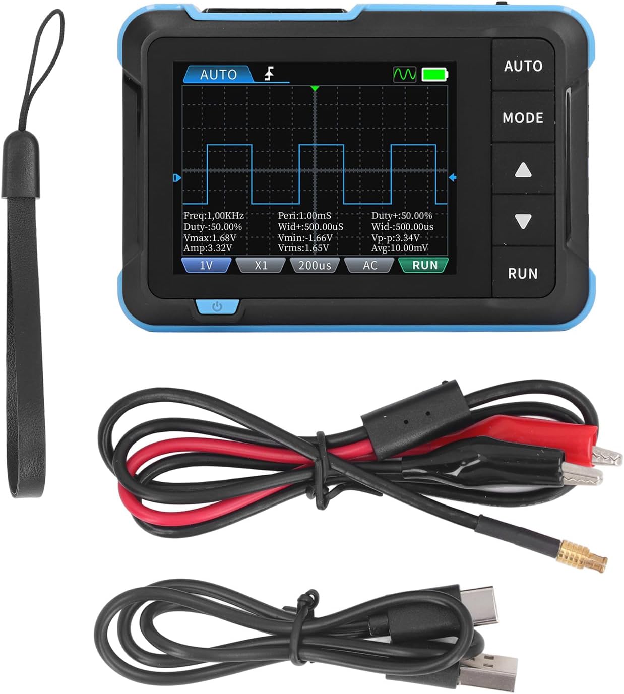 Handheld Oscilloscope, 2 Channels Portable Digital Oscilloscope Multimeter, Professional Automotive Oscilloscope with 1Mhz Bandwidth, 5.0MS s Sampling Rate & 2.8in LCD Display