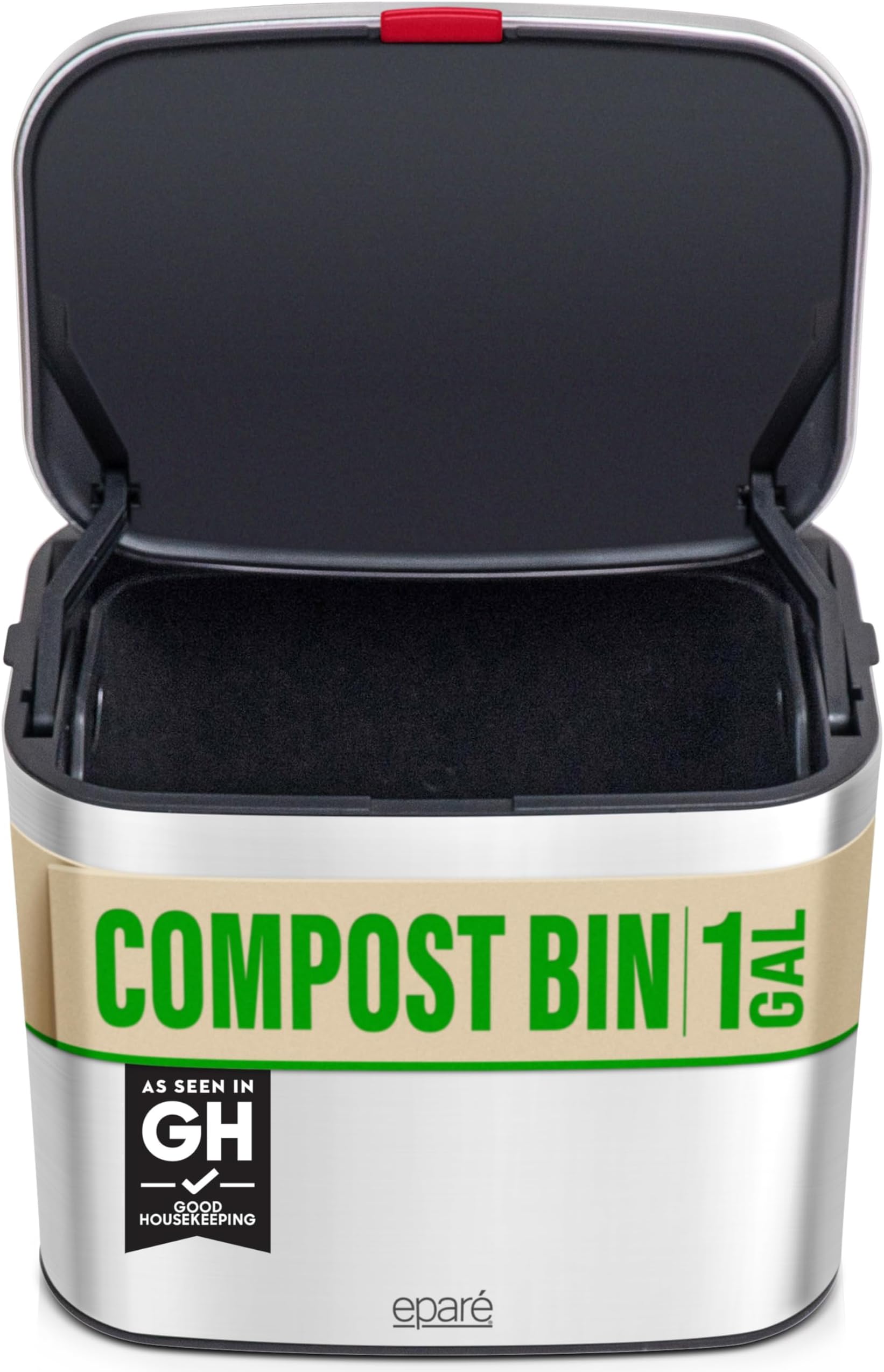 Eparé Compost Bin Kitchen Countertop - 1 Gal Odorless Stainless Steel Compost Bin - Small Indoor Food & Waste Counter Top Trash Bin
