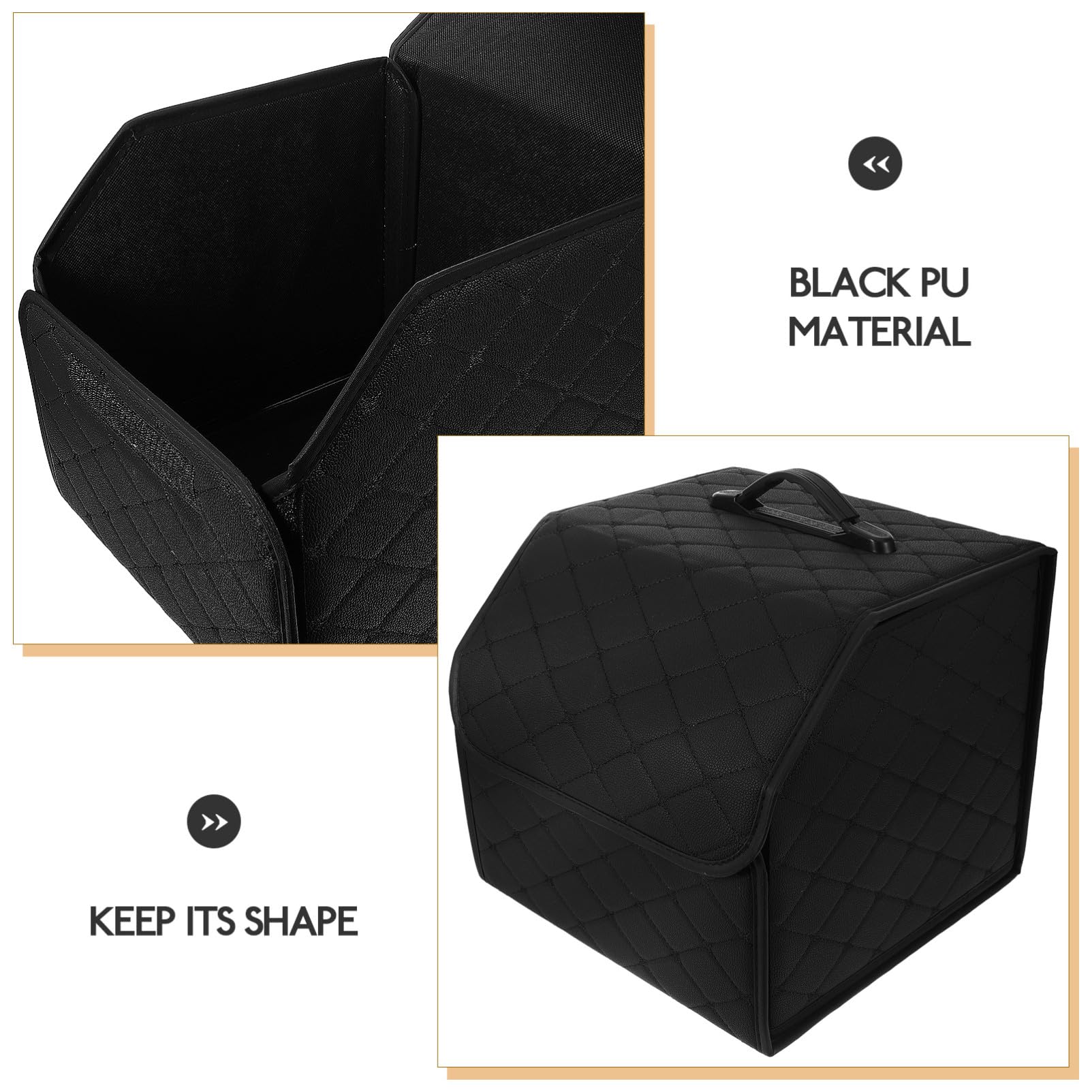 Organisateur Coffre Voiture Pliable Noir Petit Boîte Rangement Polyvalente pour Courses Outils et Accessoires Transport Facile avec Poignée Renforcée Voyages et Camping