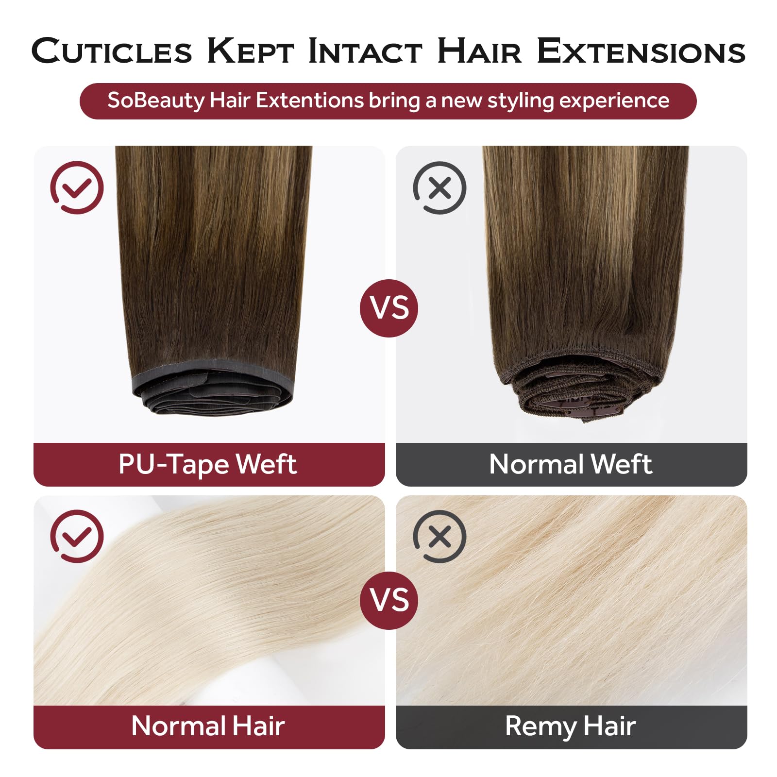 SOBEAUTY Clip in Hair Extensions, 100% Real Human Hair Remy Natural Volume Hair Extensions - Image 4