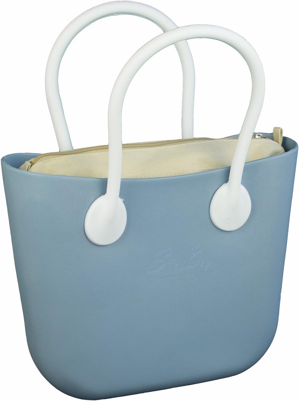 Silibag Sky Blue Medium - Plain Inner - Silicone White Handles