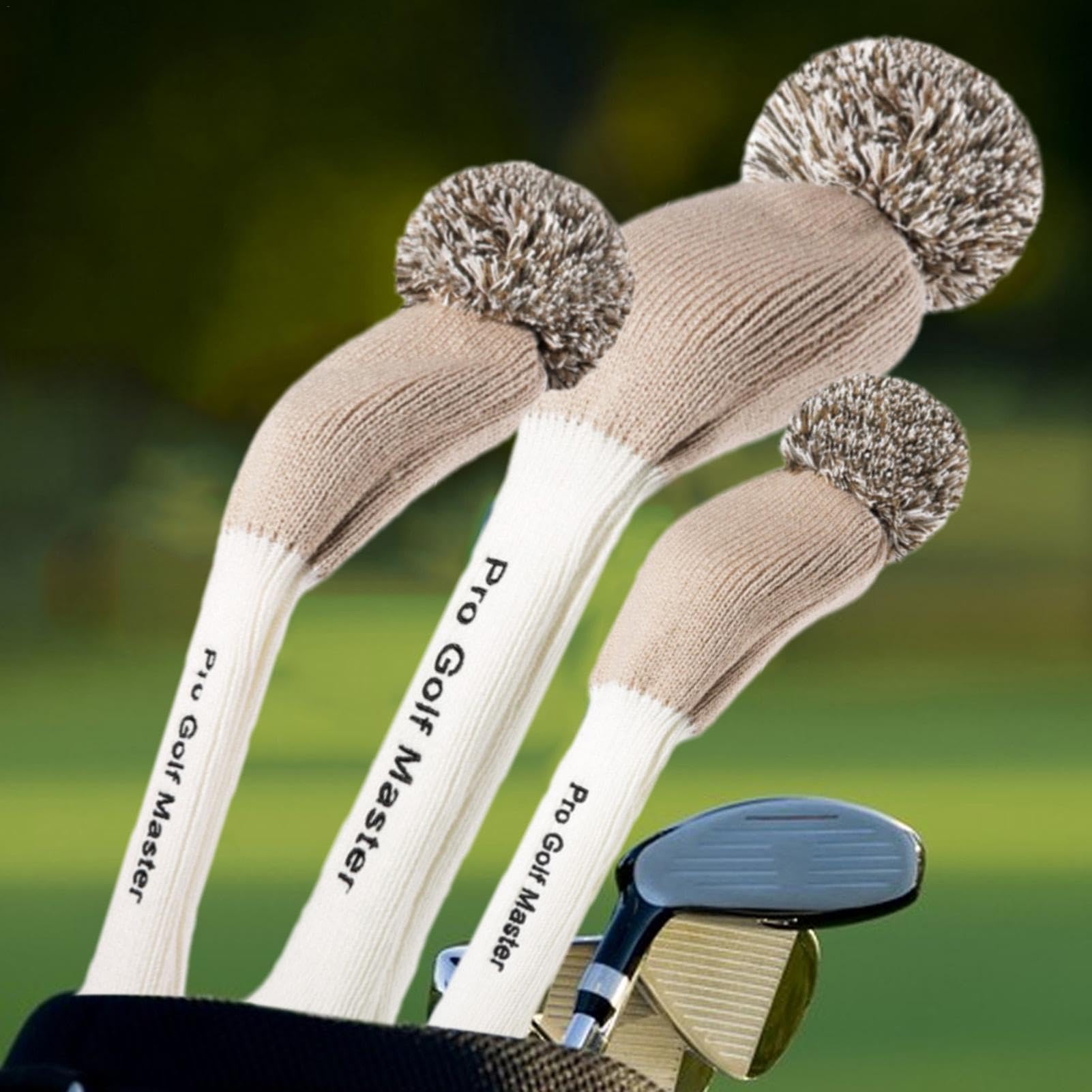 Gestrickte Golfabdeckungen – Strick-Schlägerhauben-Set, gestrickte Golfabdeckungen | Enthusiasten Golfschlägerhauben mit schöner Dekoration, Fairway-Hybrid-Abdeckungen, langer Hals, gestrickte