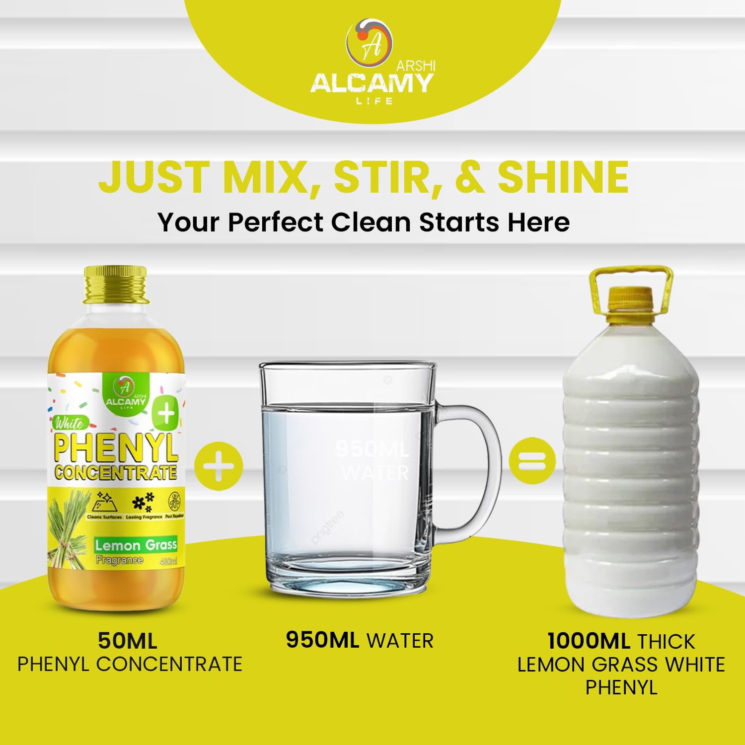 AAAL Disinfectant White Phenyl Concentrate Liquid 400 ML | Makes 8 To 10 Litre Of Thick White Phenyl | Lemon Grass, 400 ML 1