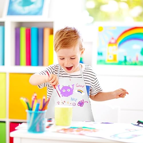 Miniatura 8 de Juego de 36 piezas de sombrero de chef y delantal para niños, delantales de pintura con bolígrafo de colores y plantillas de manualidades para