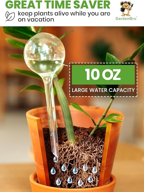 8 pc Plant Watering Globes Large Plastic XL - Automatic Plant Waterer Set Include Plant Accessories for Indoor and Outdoor Pots - Set of 8