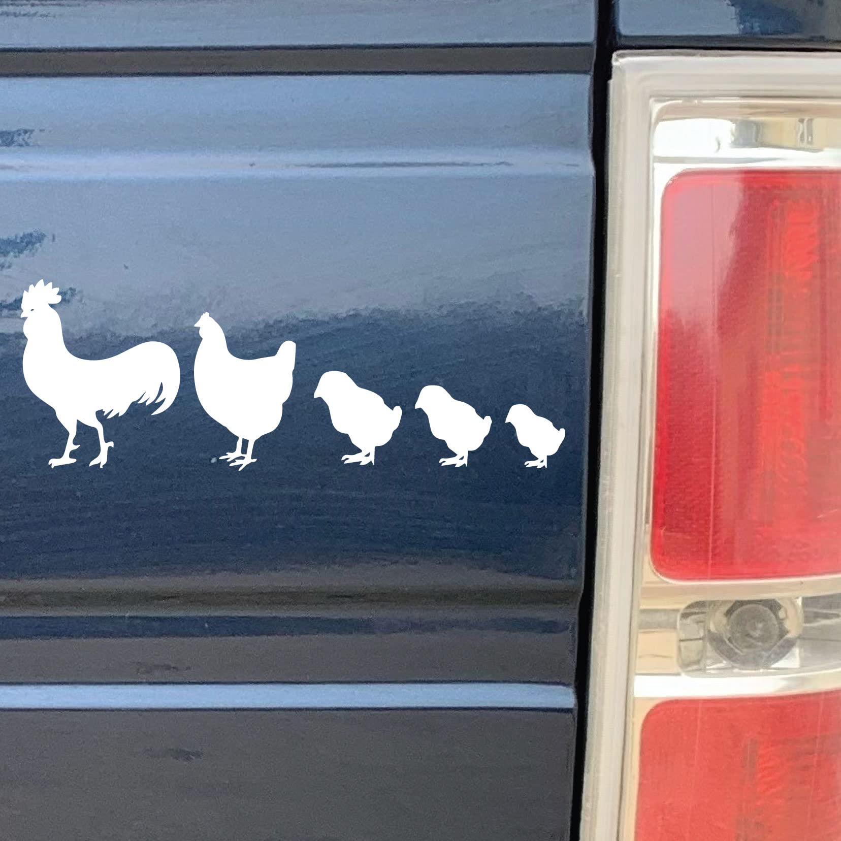 Chicken Family Car Decal – Funny Cute Sticker - Premium Gloss Permanent Vinyl Waterproof Indoor Outdoor (White, 1)
