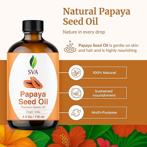 Miniatura 2 de SVA Aceite de semilla de papaya 4 onzas líquidas Aceite de papaya 100% natural prensado en frío para cara, cuidado de la piel, cuidado del