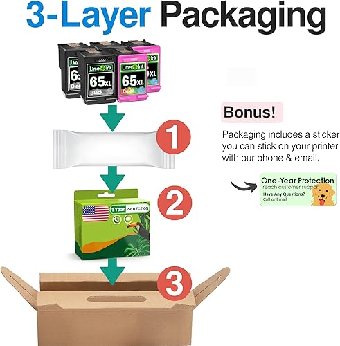 Miniatura 8 de Limeink Cartucho de tinta remanufacturado de repuesto para cartuchos de tinta HP 65 Negro/Color Combo Pack para HP Envy 5055 cartuchos deskjet 3755