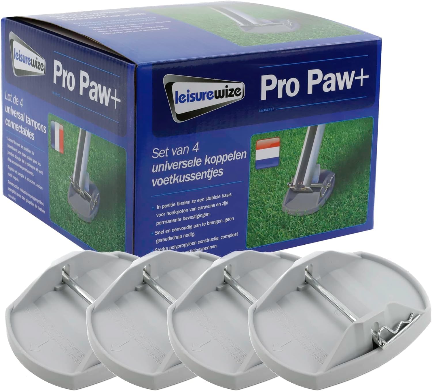 Streetwize - Pack Of 4 Pro Paw + Caravan Feet Pads | Neon Orange | Caravan Corner Steadies | Caravan Stable Level Support Paw | Metal Locking Pins Included | LW617