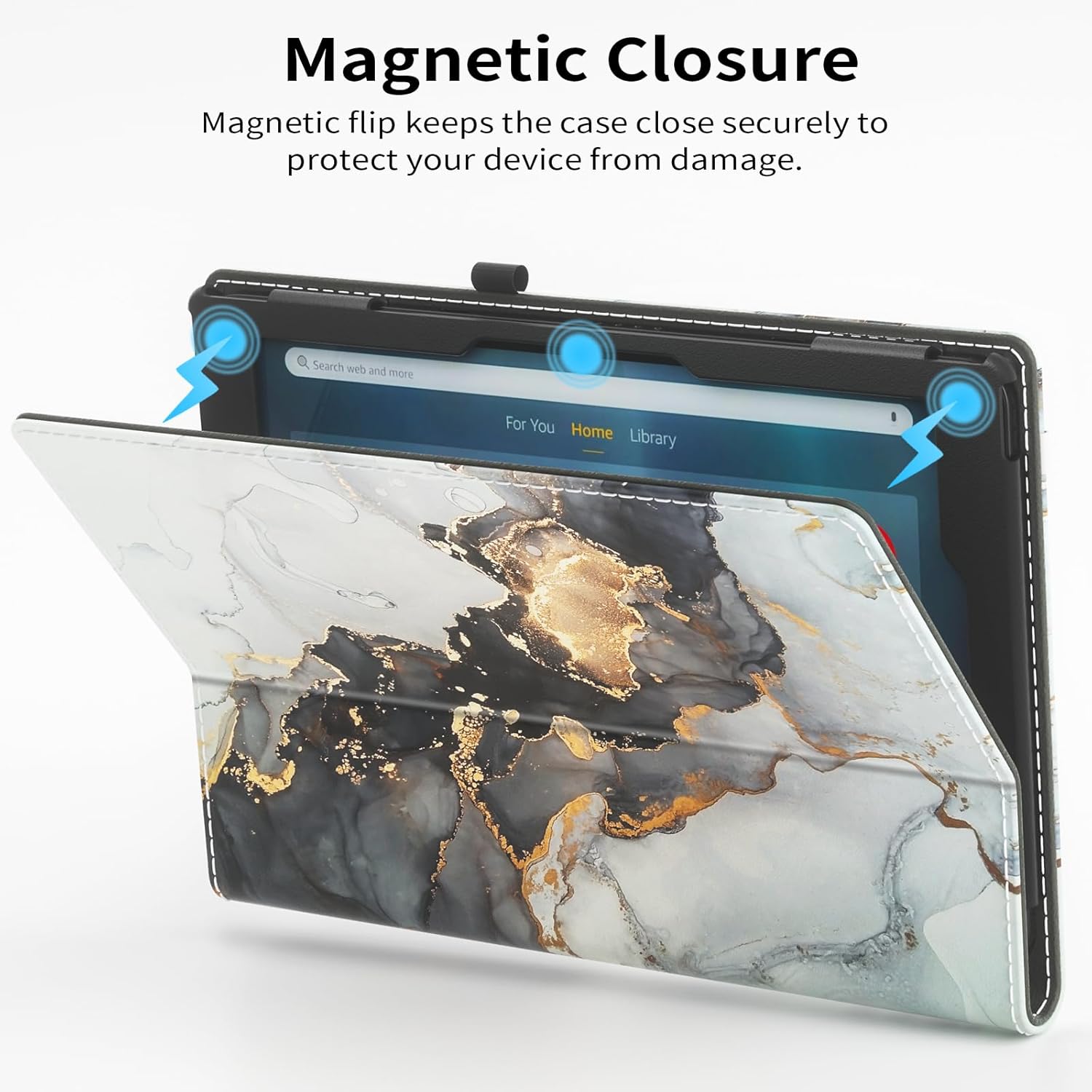 VORI Case for Amazon Kindle Fire Max 11 Tablet (13th Generation, 2023 Release), Slim Folding Stand Folio Cover with Auto Wake/Sleep & Hand Strap for All-New Fire 11 Max Tablet, Cloudy Marble