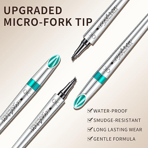 Miniatura 2 de Lápiz de cejas con microcuchilla de 4 puntas para maquillaje natural de cejas, bolígrafo de microblading impermeable y a prueba de manchas (4# negro)