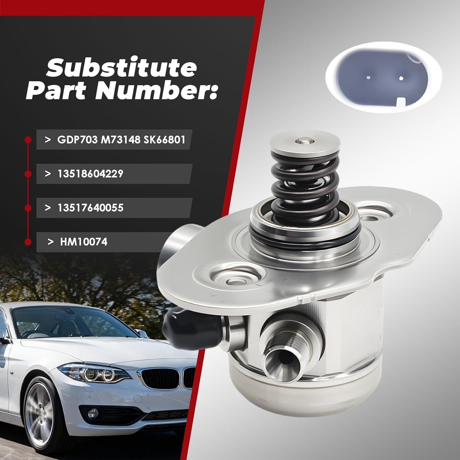 13518604229 High Pressure Fuel Pump Compatible with 228i 320i 328i 428i 528i X1 X3 X4 Z4 328i GT xDrive 428i GT xDrive 2.0L L4 2012-2018 Replace HM10074 0261520281 (Premium Version)