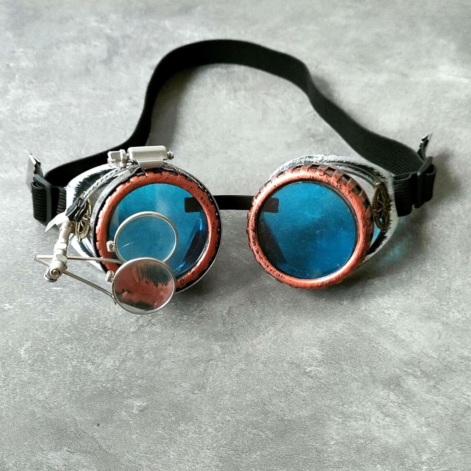 3x Funky Steampunk Glasses, Eyewear Photo Prop Ocular Loupe Gothic Costume Eyeglasses for Halloween, Cosplay, Party, Masquerade