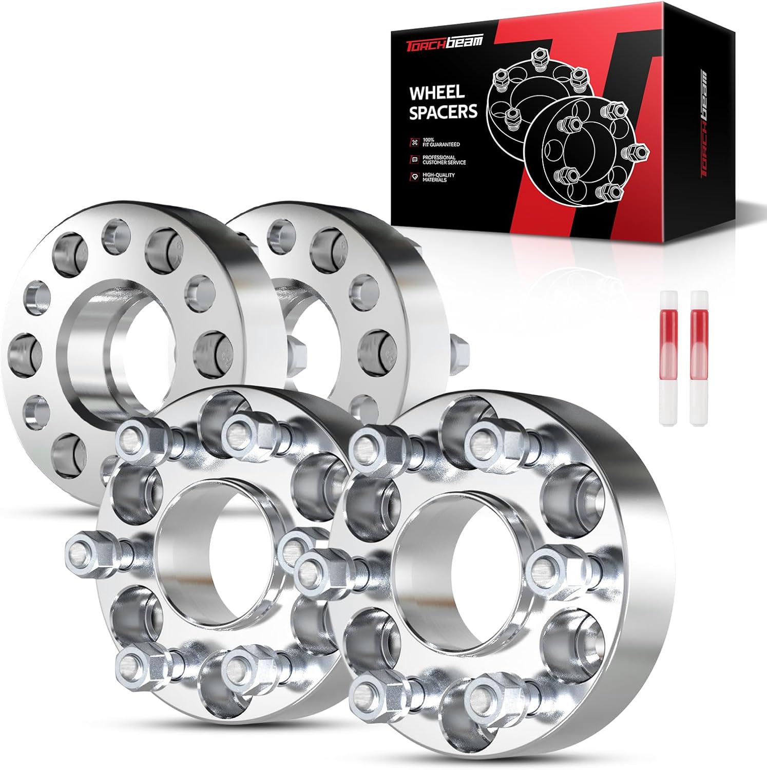 Torchbeam 6x4.5 1.5 inch Hub Centric Wheel Spacers for Frontier, Pathfinder, Armada, Xterra, Equator, 66.1mm Center Bore & M10x1.25 Studs
