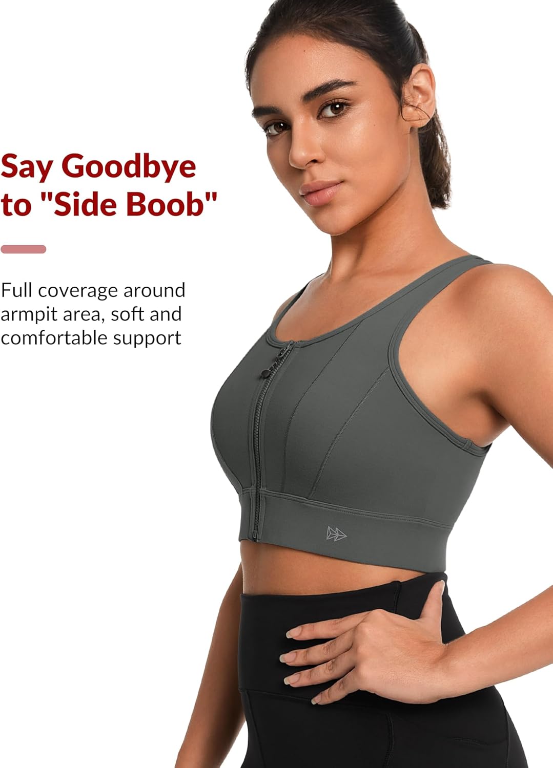 Yvette Front Closure Sports Bras for Women High Support Large Bust Supportive Sports Bra High Impact for Running - Image 3