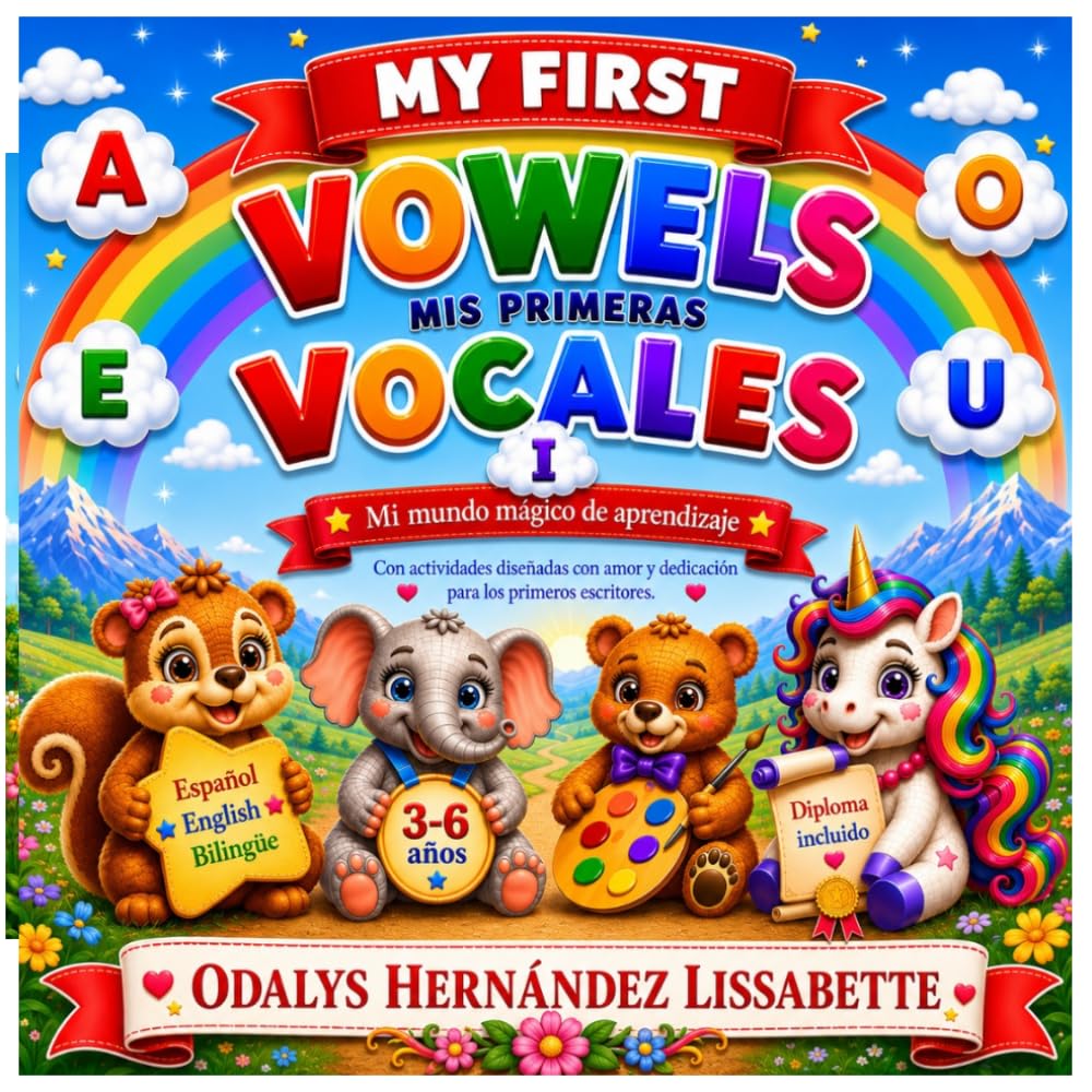Mi Primer ABC con Arcoíris – Vocales: Libro Bilingüe para Trazar y Colorear A-E-I-O-U