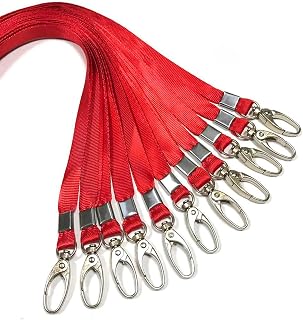 Paquete de 100 cordones negros para insignias de identificación, cuello, crucero, etiqueta de nombre, soporte de identificación, Paquete de 100 unidades, color rojo, Talla única