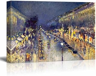 wall26 - The Boulevard Montmartre at Night by Camille Pissarro - Canvas Print Wall Art Famous Oil Painting Reproduction - 32" x 48"