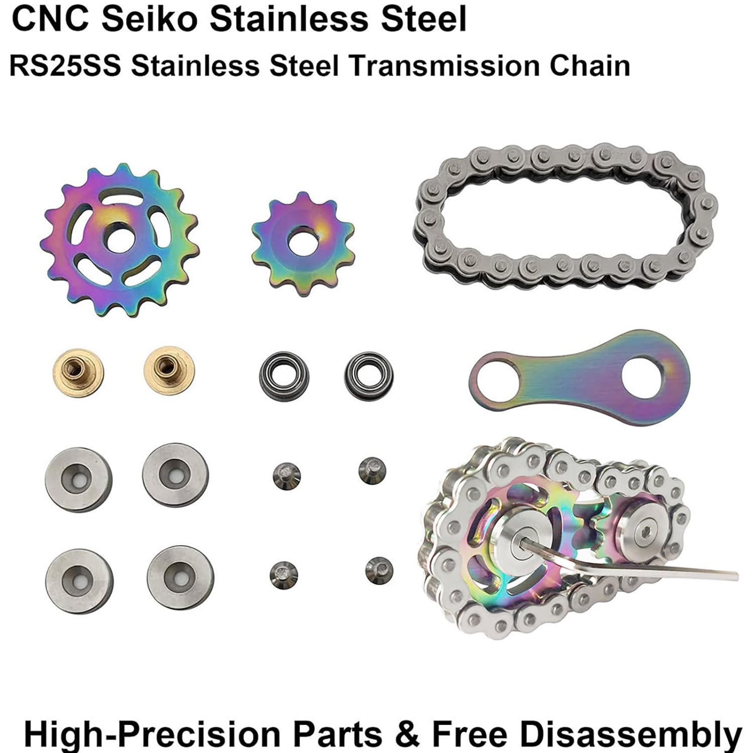 Fidget Chain Toys,Juguete Rueda de La Cadena de Metal, Metal Fidgeting Bicicleta Piñones Cubo, El Nuevo Rotador de Reducción de Presión es para Oficinas y Familiares