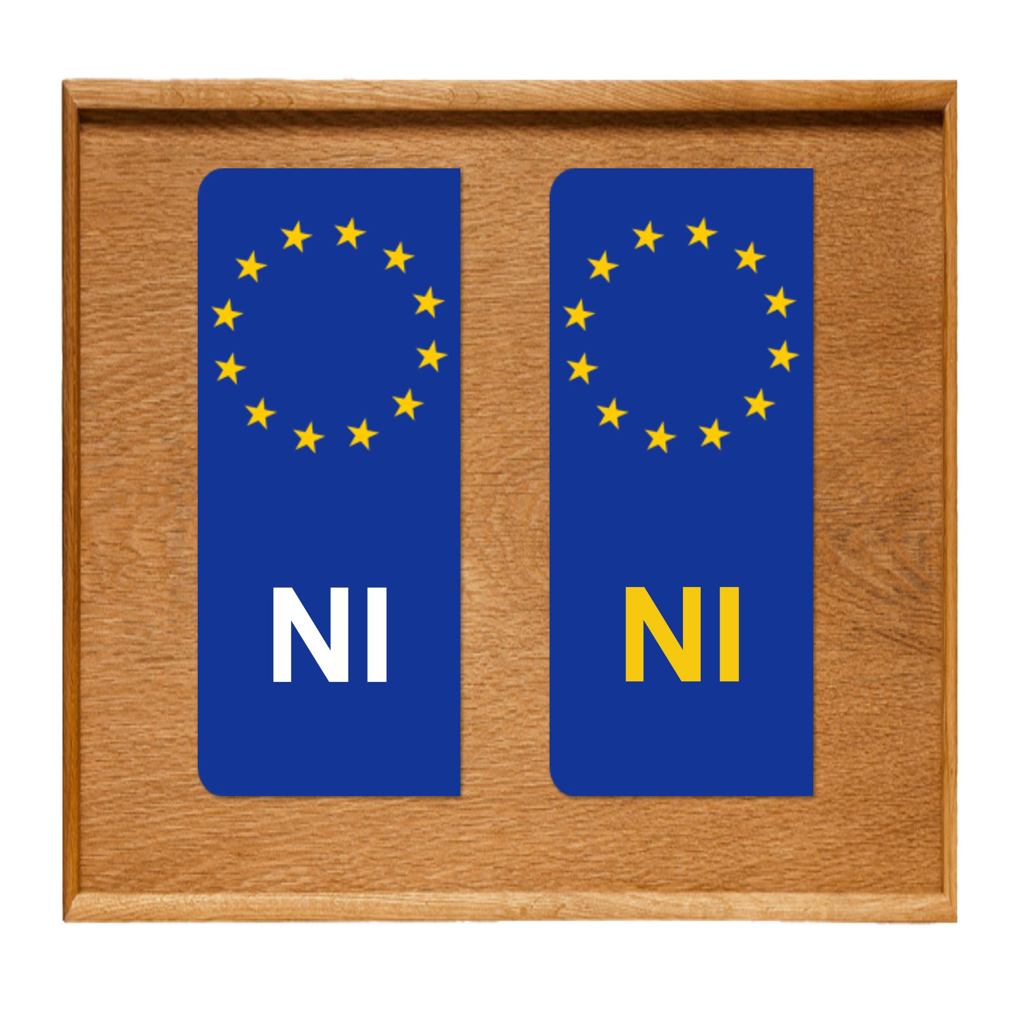 Party_decor Number Plate Vinyl Stickers United Kingdom - Eu Flag - Ni -2 X Set Of 2 By Party Decor