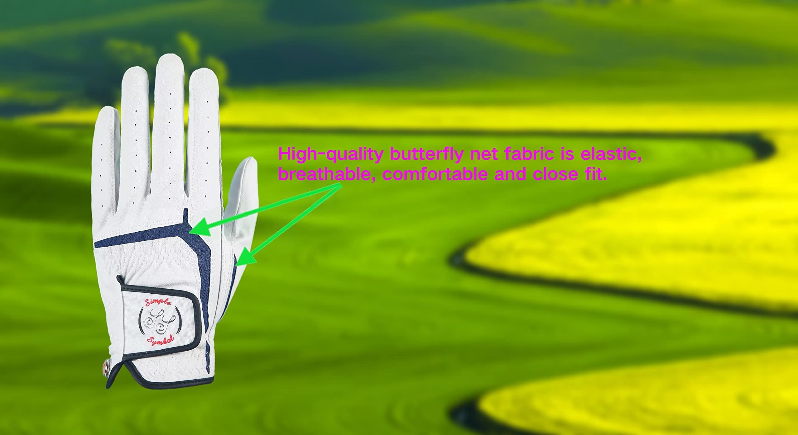 SIMPLE SYMBOL Men's Golf Glove Three Pack,Left Hand Right Hand Small/Medium/Large/XL,White Microfiber with Soft Cabretta Leather(Left,XL)