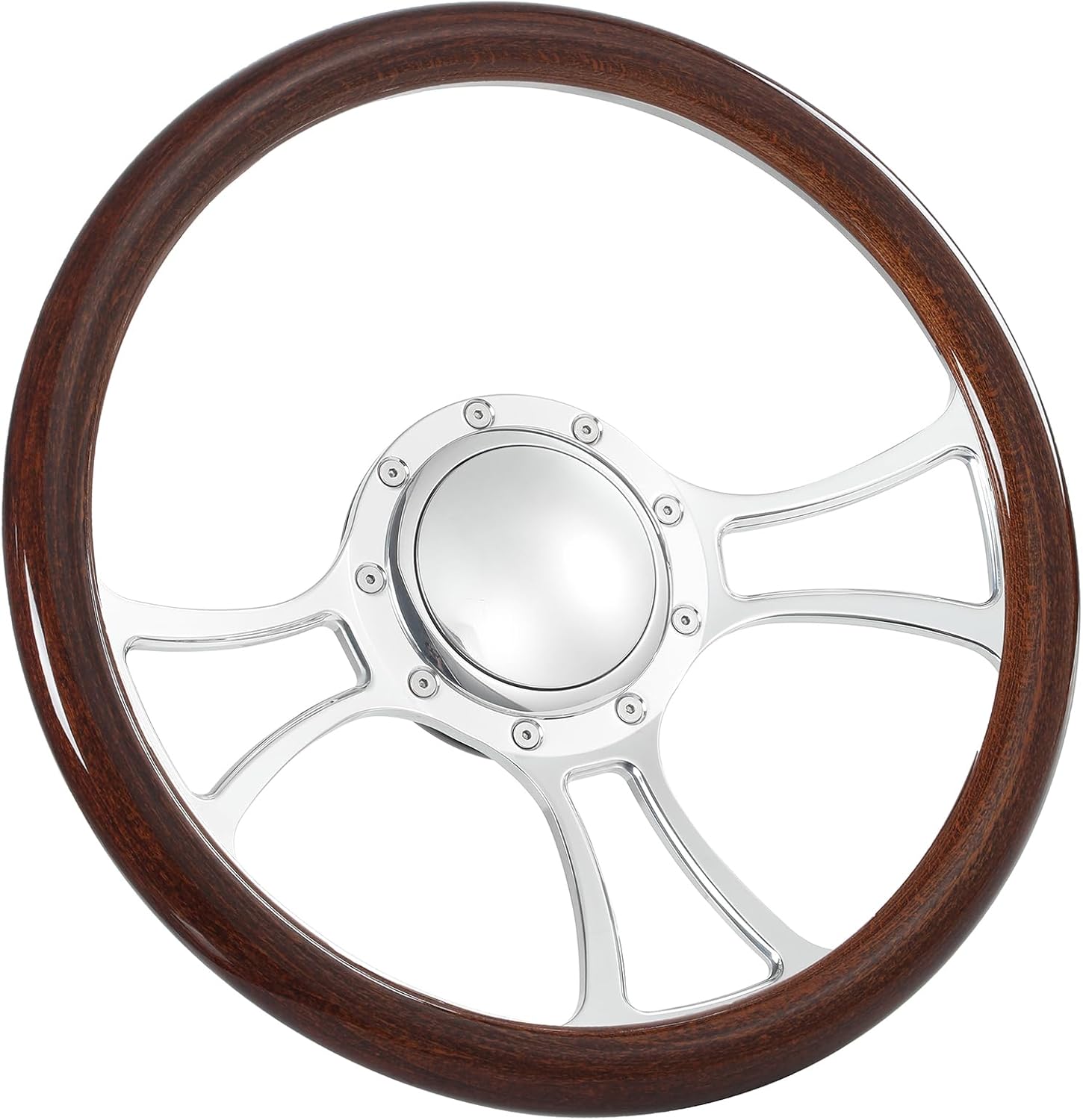 Flashpower 14'' Viral Billet Half Wrap 9 Bolts Steering Wheel with 2'' Dish and Horn Button(Red)