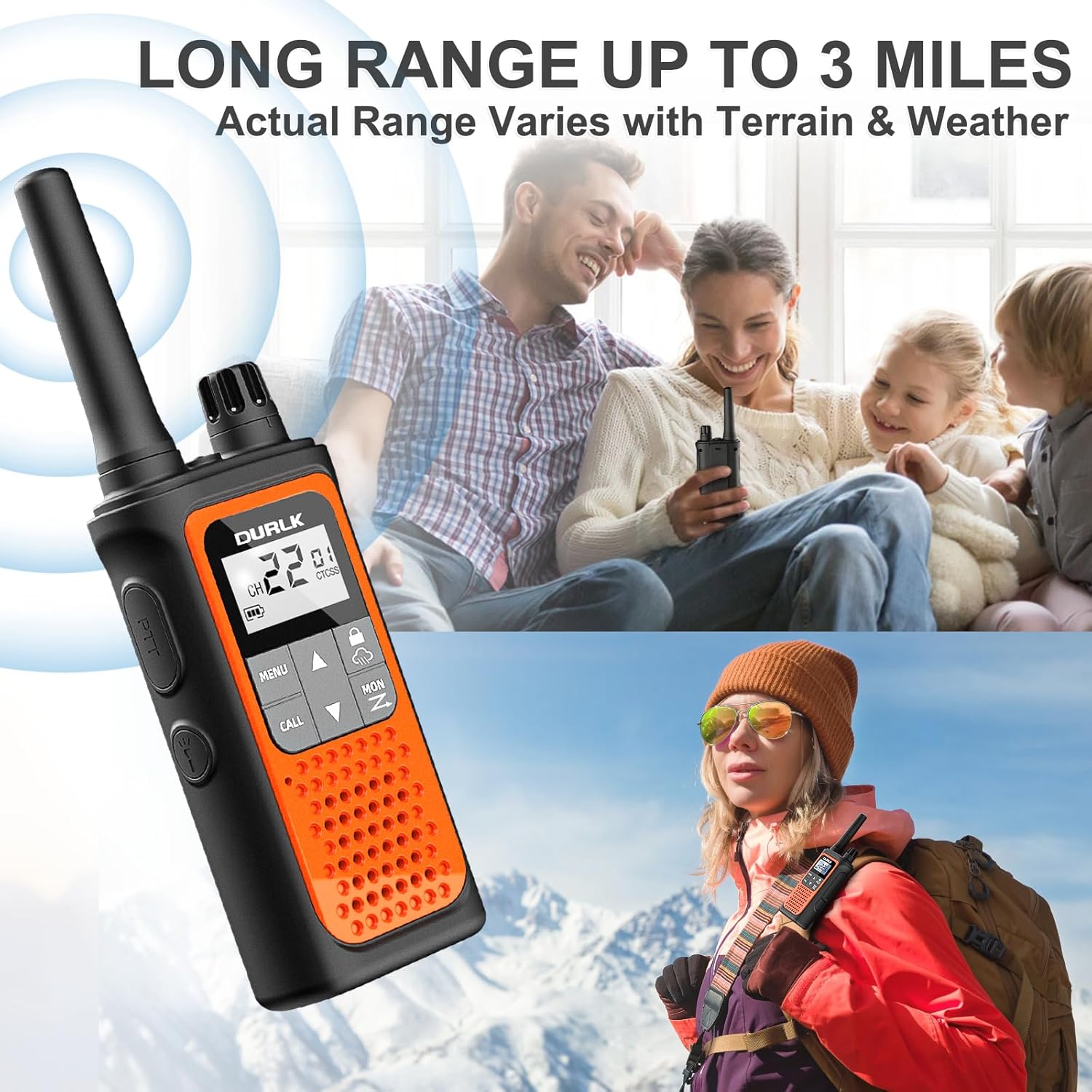 Walkie Talkies for Adults Long Range - Rechargeable 3 Pack Walkie Talkies FRS 2 Way Radios, Hiking Camping Gear Birthday Gifts for Kids Family with Lamp, NOAA Weather Alert, VOX, USB-C Cable