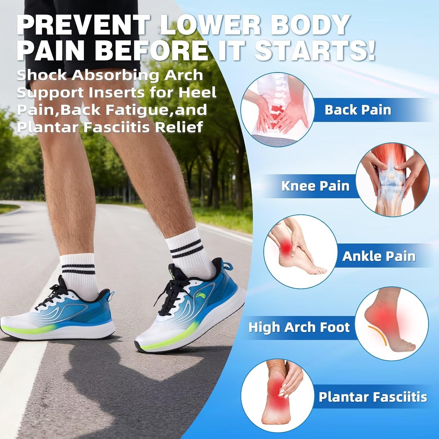 Men's Orthopedic Road Running Sneakers: Comfortable Casual Arch Supports Plantar Fasciitis Orthotic Sports Athletic Shoes, Flat Feet High Arch Tennis Work Walking Shoes for Foot Heel and Pain Relief - Image 5