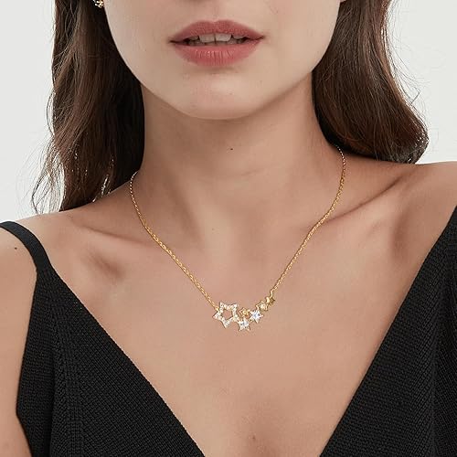 Miniatura 3 de Star Gold Necklaces for Women Trendy Dainty Gold Pendant Necklace CZ Diamond Necklace 14K Gold Plated Necklaces Adjustable Women Chain Necklaces for