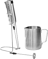 Vista 1 de Ozeri - OZMF2 espumador de leche de acero inoxidable de lujo, jarra de 12 onzas, con batidora extra para leche espumosa, plateado
