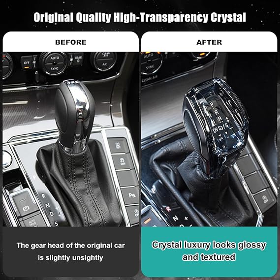 RULLINE Touch-Activated LED Illuminated Crystal Gear Shift Knob Compatible with Most Cars Without Button Operated Shifter
