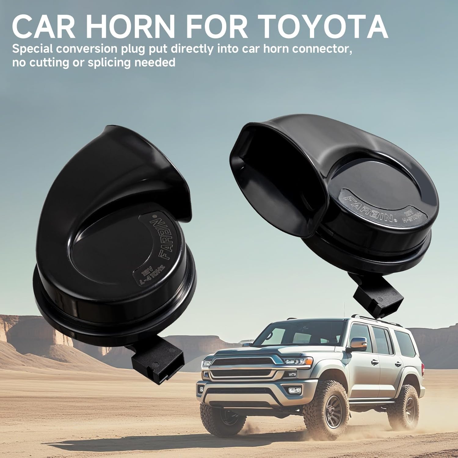 Car Horn Suitable for Toyota, 12V Waterproof Dual-Tone Snail Horns, 130dB Super Loud Horn, Compatible with RAV4/Camry/Corolla/Tacoma/Highlander/Tundra/Lexus