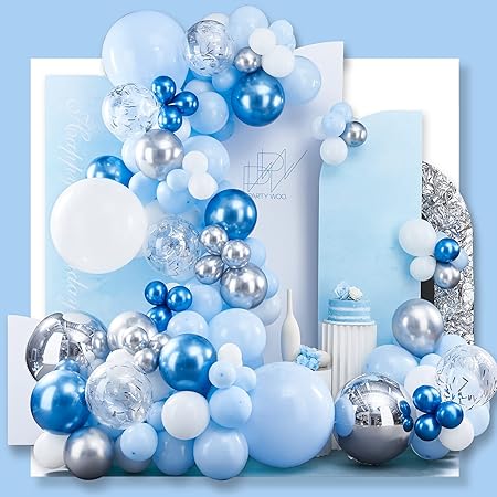 62 Stück Blaue Luftballons Set - Glitzer Ballons 12 Zoll Für Baby Shower & Partys