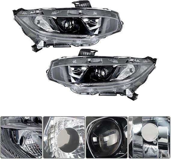 labwork Headlight Assembly Replacement for Honda Civic 2016-2021 Headlights Set Driver & Passenger Side